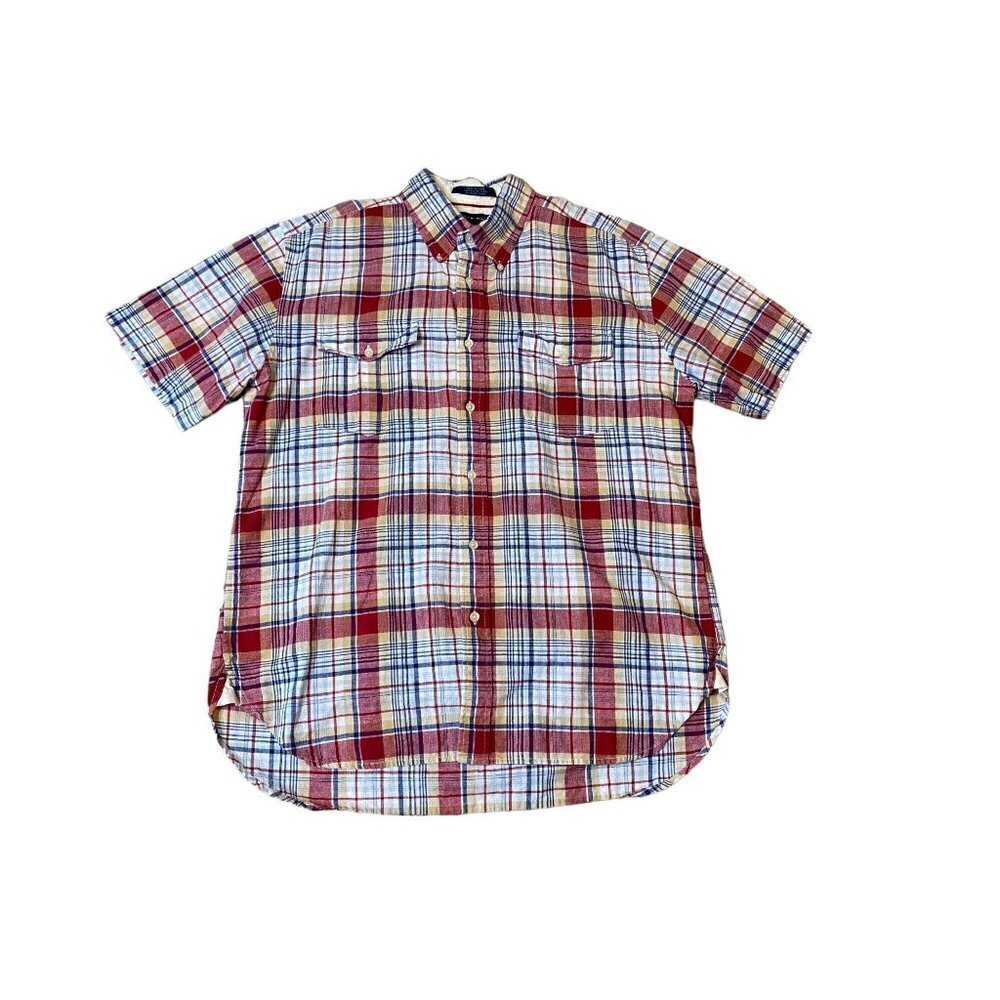 Tommy Hilfiger Men's Plaid Button Down Plaid Shirt Size L